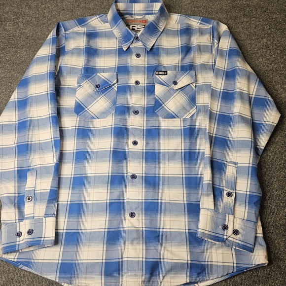 Dixxon X Roadster Shop Mens Flannel Shirt  Size XL Patriotic USA Blue Plaid - Picture 2 of 6